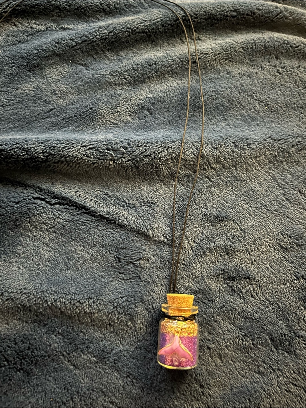 Purple Mermaid Tail Fairy Potion Glitter Bottle Necklace w/ Pendant